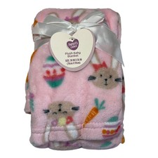 NEW Parents Choice Plush Baby Blanket Bunny Eggs Easter Pink picture