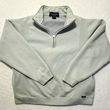 Straight Down Men's Gray Fleece 1/4 Zip Mock Neck Logo Sweatshirt L picture
