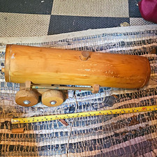 Vintage Wooden Pull Toy Log Rolling Car on Wheels Signed & Dated ’69 picture