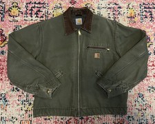 Vintage Carhartt Detroit Jacket J97 ARG Army Green Blanket Lined Mens Large  picture