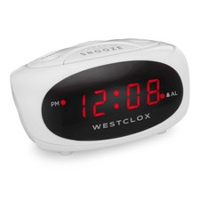 Westclox White Digital LED Alarm Clock – Red LED Display & Snooze picture