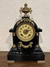 Unusual Antique New Haven Clock Co. Cast Iron Mantel Clock - Running picture