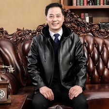 Hooded leather men's New imitation leather winter plus velvet padded long casual picture