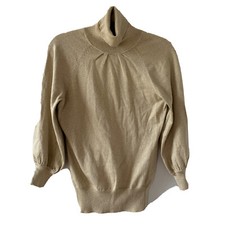 Express Design Studio Sweater Womens Small Gold Metallic Stretch Turtleneck picture