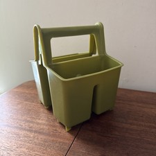 Vintage Rubbermaid Plastic Caddy Avocado Green Retro Gift Prop 70s Silverware picture