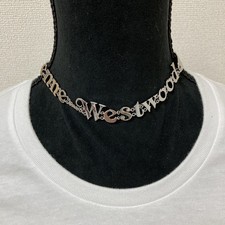 Vivienne Westwood Necklace Choker RAIMUNDA Logo 38cm Silver w/Pouch NO BOX picture