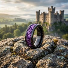 Purple Norse Viking Spinner Ring Black Stainless Steel Celtic Anti Anxiety Band picture