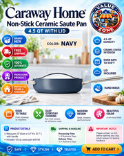 New Caraway Home 4.5 Qt Nonstick Ceramic Saute Pan with Lid 4 Colors picture