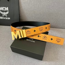 MCM Mens Claus Cognac Leather Reversible Belt Customizable Brown picture