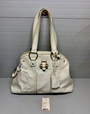 Vintg. Authentic Yves Saint Laurent Cream Leather Medium Satchel Handbag ($1095) picture