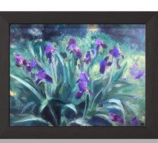 PDQ Artist Original Painting Landscape Iris Garden Impressionism Acrylics 18x24 picture