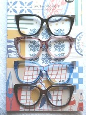 TAHARI PREMIUM +2.00, 4 PAIR SCRATCH RESISTANT READER GLASSES, Multicolor  NEW picture