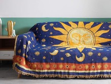 Erke Moon and Sun Throw Blanket Celestial Chair Recliner Cover Bed Spread Hippie picture