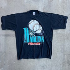 VTG 1995 Florida Marlins T-Shirt Size XL Mens Black picture