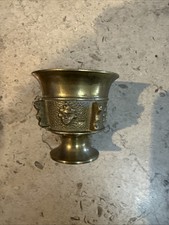 Antique 17th-18th Century Miniature Bronze Cup With Carved Design picture