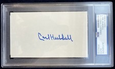 Carl Hubbell Signed Index Card. PSA Authentic Auto picture