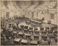 c. 1890's US Senate Chamber in the Capital by A. C. Wheeler ORIGINAL ART picture