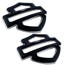 2x black chrome doublelayer custom fuel tank emblem motorcycle badges 5 or 6 gal picture