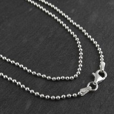 1.8mm Ball Bead Chain Necklace - 925 Sterling Silver - Lobster Clasp  picture