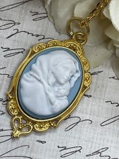 SALE Madonna Mary Child Jesus MOM Heart Jewelry White Mothers Day necklace Cameo picture