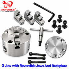 ACTOOLS 100mm 3Jaw Self Centering Lathe Chuck With Reversible Jaws And Backplate picture