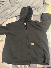 Carhartt Rain Defender Full Zip Hoodie Mens L Faded Black Thermal Lined Jacket picture