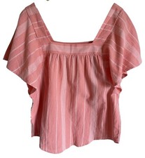 New Sonoma Pink Striped Square Neck Peasant Top Size Medium picture
