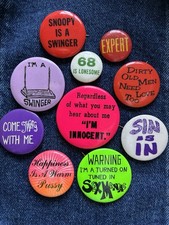 N.O.S. '60's FREE LOVE, SWINGER  CLUB 10  button  Pinback Badge Collection picture