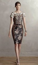 VTG Anthropologie Byron Lars Noemi Pierced Brocade Dress Size 2 Metallic Lace picture