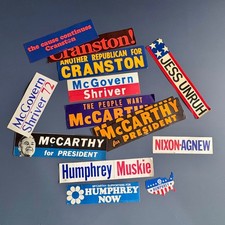 Vintage 1960s 70s Political Bumper Sticker Lot | Nixon McGovern Cranston picture