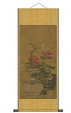 Vintage Chinese Hanging Scroll Scholar's Garden Bonsai Blossom Painting 55x150cm picture