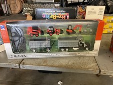 New-Ray Kubota Construction Equipment & Dump Truck Playset Toy Orange Boxed New picture