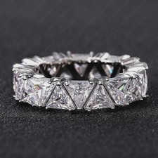 6 Ct  Trillion Cut Natural Diamond Solid 14K White Gold Engagement Eternity Band picture
