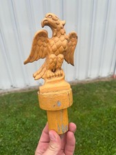 Antique Carved Wood American Eagle Finial Flagpole Patriotic Architectural Salva picture