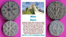 ORIGINAL Desert Patina 2 Widows Mites Herods Hoard Holy Land Artifact COA A31 picture