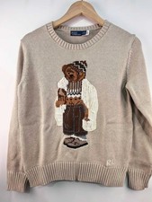 Polo Ralph Lauren Polo Bear Knit cotton Sweater SAND NUDE WOMEN'S S picture