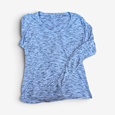 lululemon women’s heathered gray long sleeve scoop neck stretch top size 6 picture
