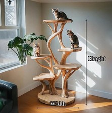 Handcrafted Wooden Cat Tree Tower, perfect for minimalist and nature-inspired ho picture