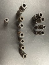 Snap-on 12 Piece 3/8 1/2 1/4 Flank Drive 6-point Impact Swivel Sockets picture
