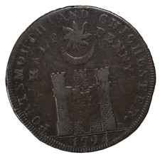 1794 Hampshire Portsmouth Sharps John Howard Halfpenny Conder Token D&H-53 picture