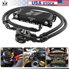 15 Row Oil Cooler Kit Thermostatic For Subaru BRZ Scion FR-S FA20 2013+ Black picture