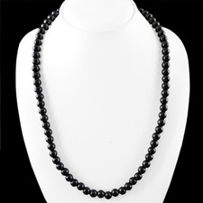 FINEST AAA 268.45 CTS NATURAL RICH BLACK SPINEL UNTREATED ROUND BEADS NECKLACE picture