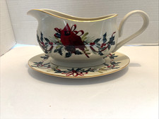 Lenox Winter Greetings Gravy Boat & Underplate 10356673 unused Cardinal picture