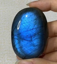 Natural Labradorite Palmstone Vivid Blue Shine Meditation Pocket Crystal Unique picture