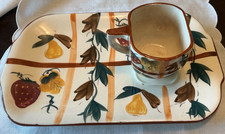 Vintage Nasco Pear and Strawberry Snack set 1950’s/1960’s. 2 Trays, 1 cup picture