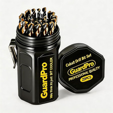 29Pcs Cobalt Drill Bit Set, 135 Degree Tip High Speed Steel with Black and Gold picture