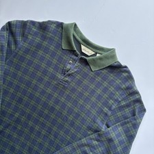 Vintage 90s Eddie Bauer Tartan Plaid Long Sleeve Rugby Polo Shirt picture