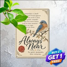 Loved One Memorial Songbird Resting On Floral Branch Plaque Metal Tin Sign picture
