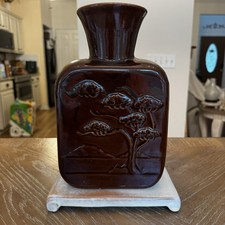 Frankoma V-14 Bonsai Vase & Base 1982 2nd Addition Signed Joniece Frank Pottery picture