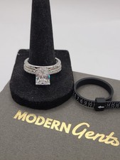 Modern Gents The Amelia & The Shay Engagement Rings Set S925 sz 11 picture